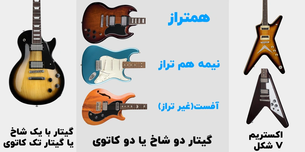 انواع اشکال بدنه گیتار الکتریک